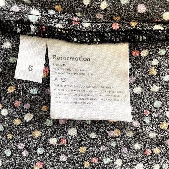 Reformation Long Sleeve Samantha Black Multicolor Mini Dot Dress Size 6 - Picture 8 of 10